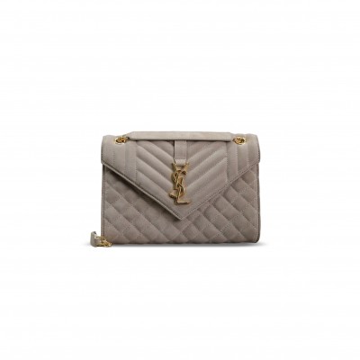 YSL ENVELOPE MEDIUM CHAIN BAG IN SUEDE 487206 (24*17.5*6cm)
